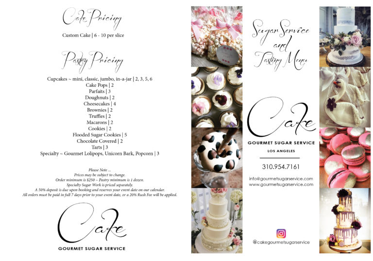 Cakes & Desserts Menu Cake Gourmet Sugar Service